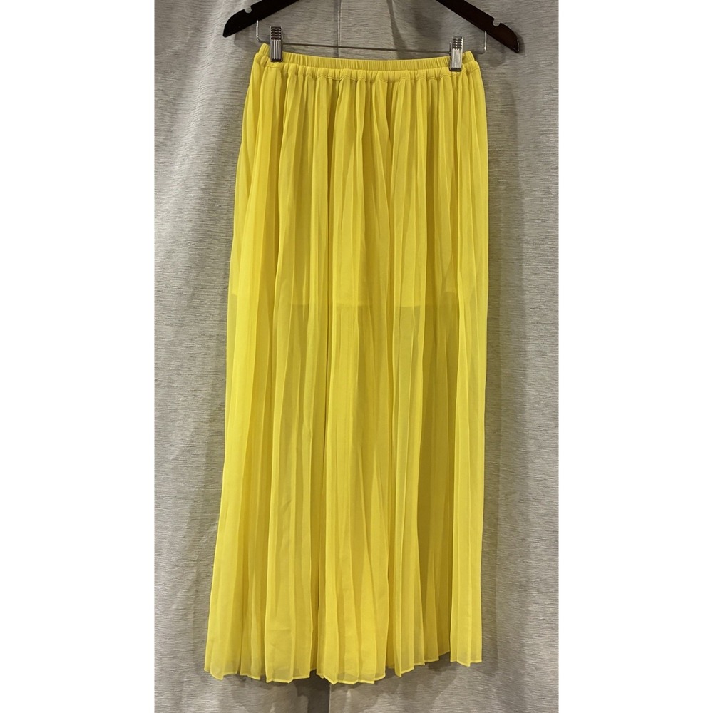 Y2K Victoria’s Secret Sheer Pleated Yellow Maxi Skirt Size 2 Beach Boho